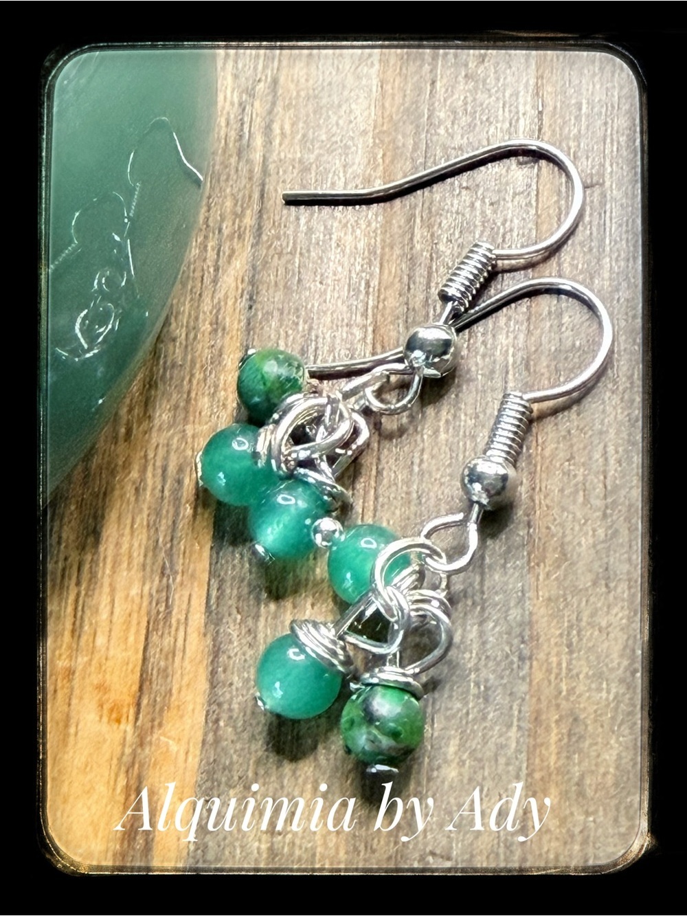 Silver and aventurine boho cluster earrings